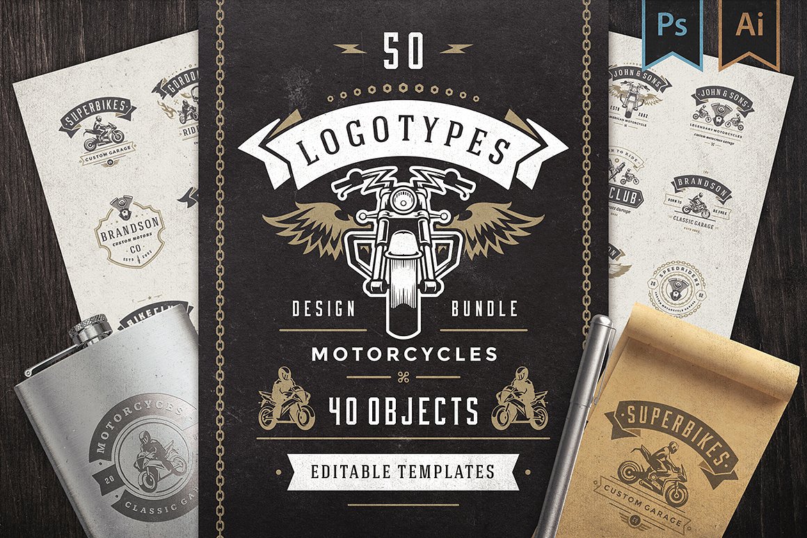 50款摩托车Logo标志和徽章模板 50-Motorcycl