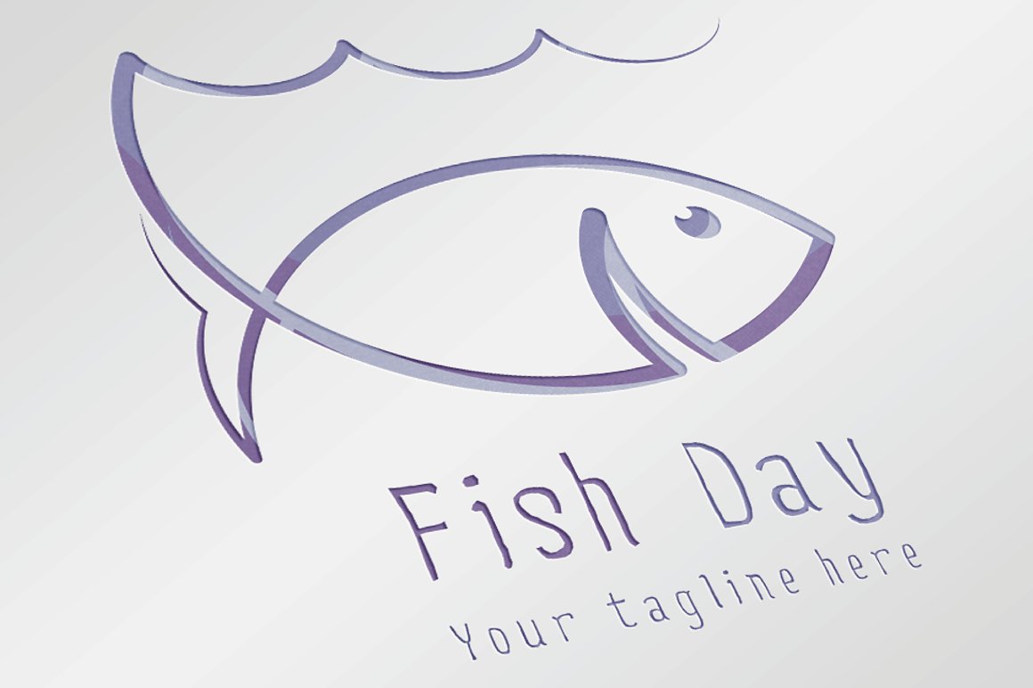 创意手绘钓鱼鱼形状Logo模板 Fish-Day #6610