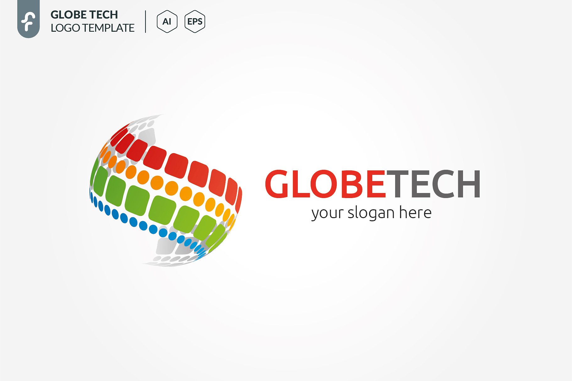 矢量环球主题标志Logo模板 Globe-Tech-Logo
