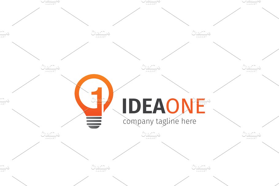 创意灵感主题灯泡形状Logo标志模板 Idea One Lo