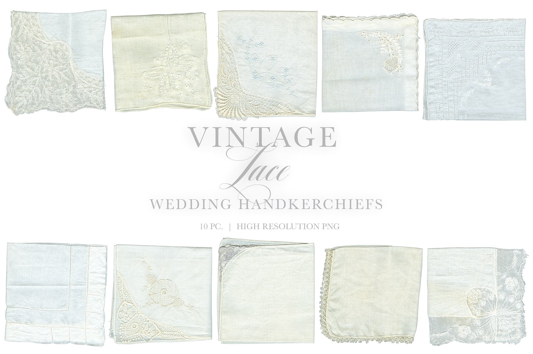 复古白色蕾丝婚纱手帕图形 Vintage-Lace-Wedd