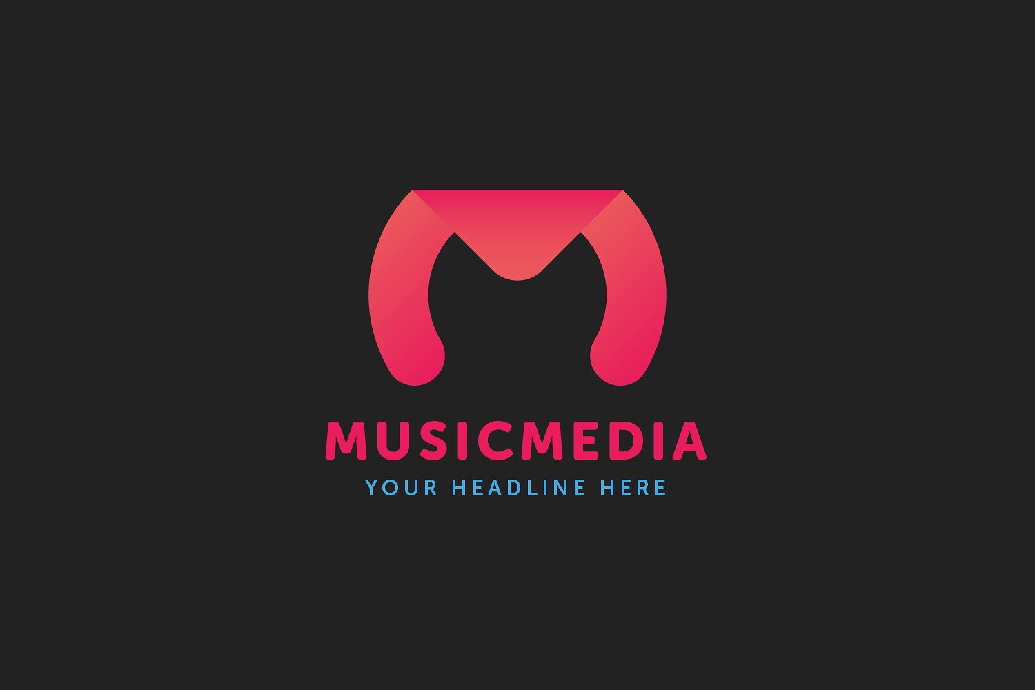 音乐媒体字母M标志logo设计模板 Music-Media-