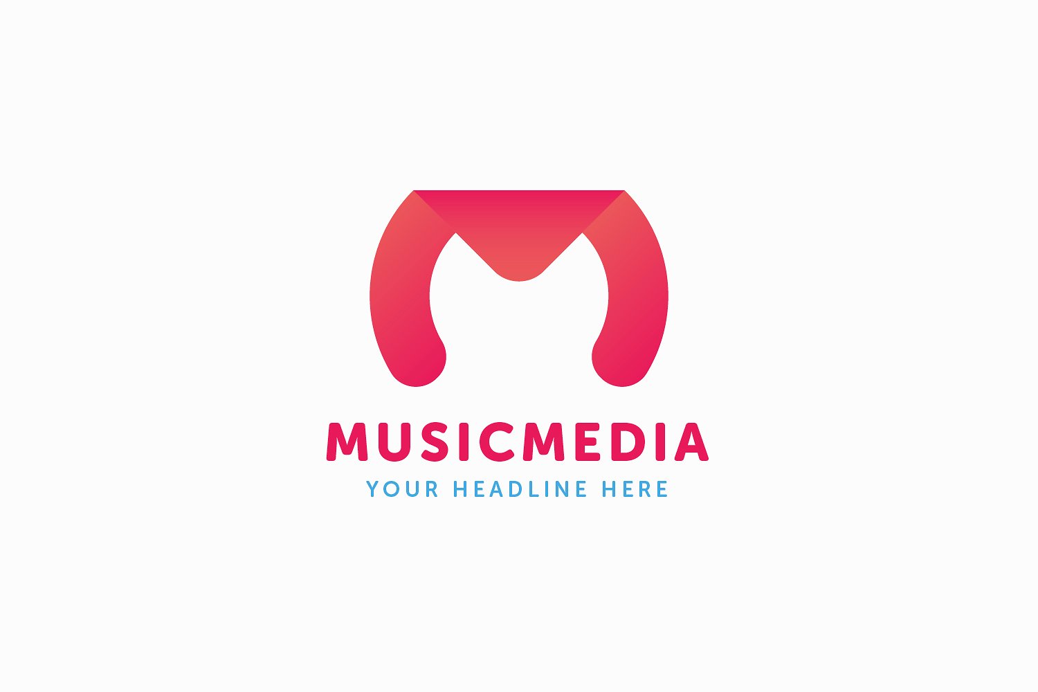 音乐媒体字母M标志logo设计模板 Music-Media-