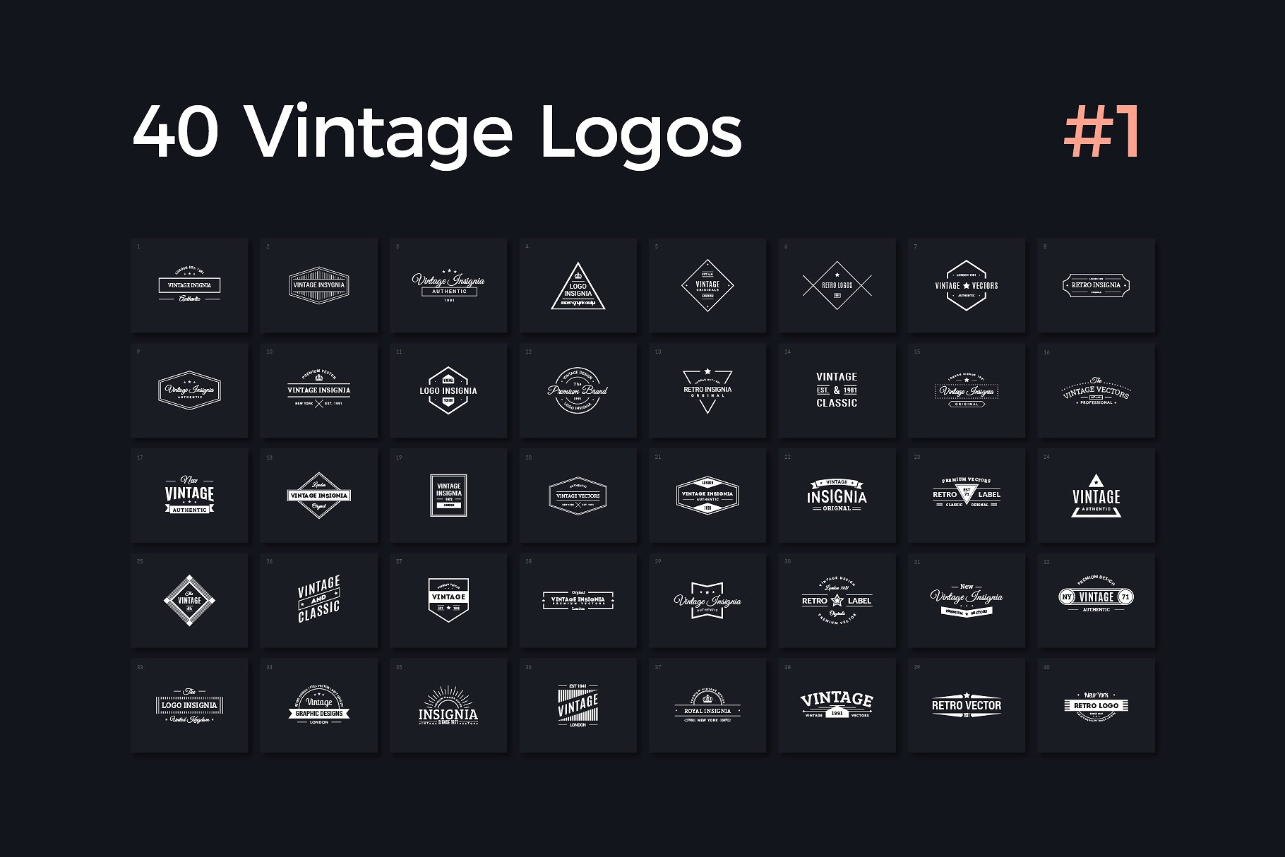 40款复古风格标志Logo模板 40-Vintage-Log