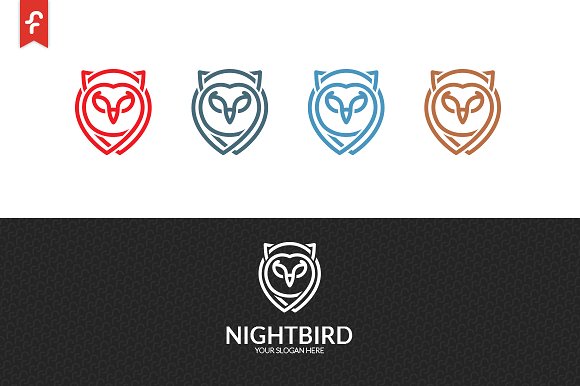 猫头鹰形状标志Logo模板 Night-Bird-Logo