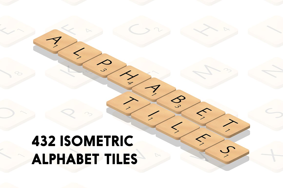 4种风格创意拼贴风格拼字游戏设计素材 Isometric-A