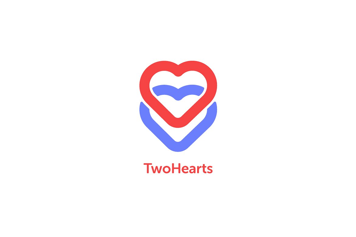 双心形状标志Logo模板 Two-Hearts-Logo-T