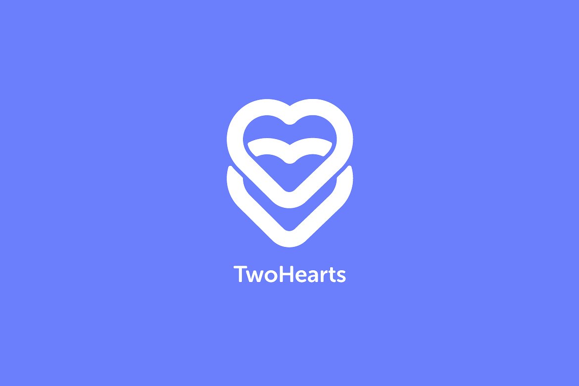 双心形状标志Logo模板 Two-Hearts-Logo-T