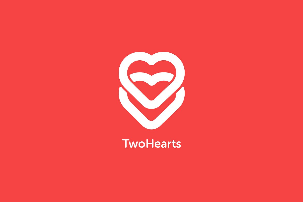 双心形状标志Logo模板 Two-Hearts-Logo-T