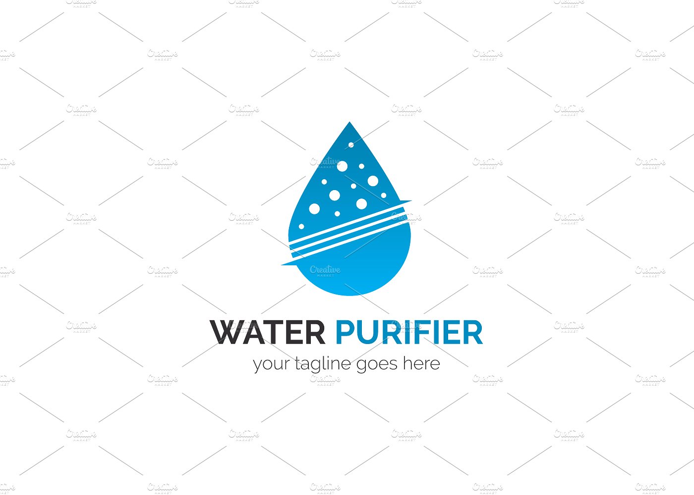 净水器清洁环保主题标志Logo模板 Water-Purifi