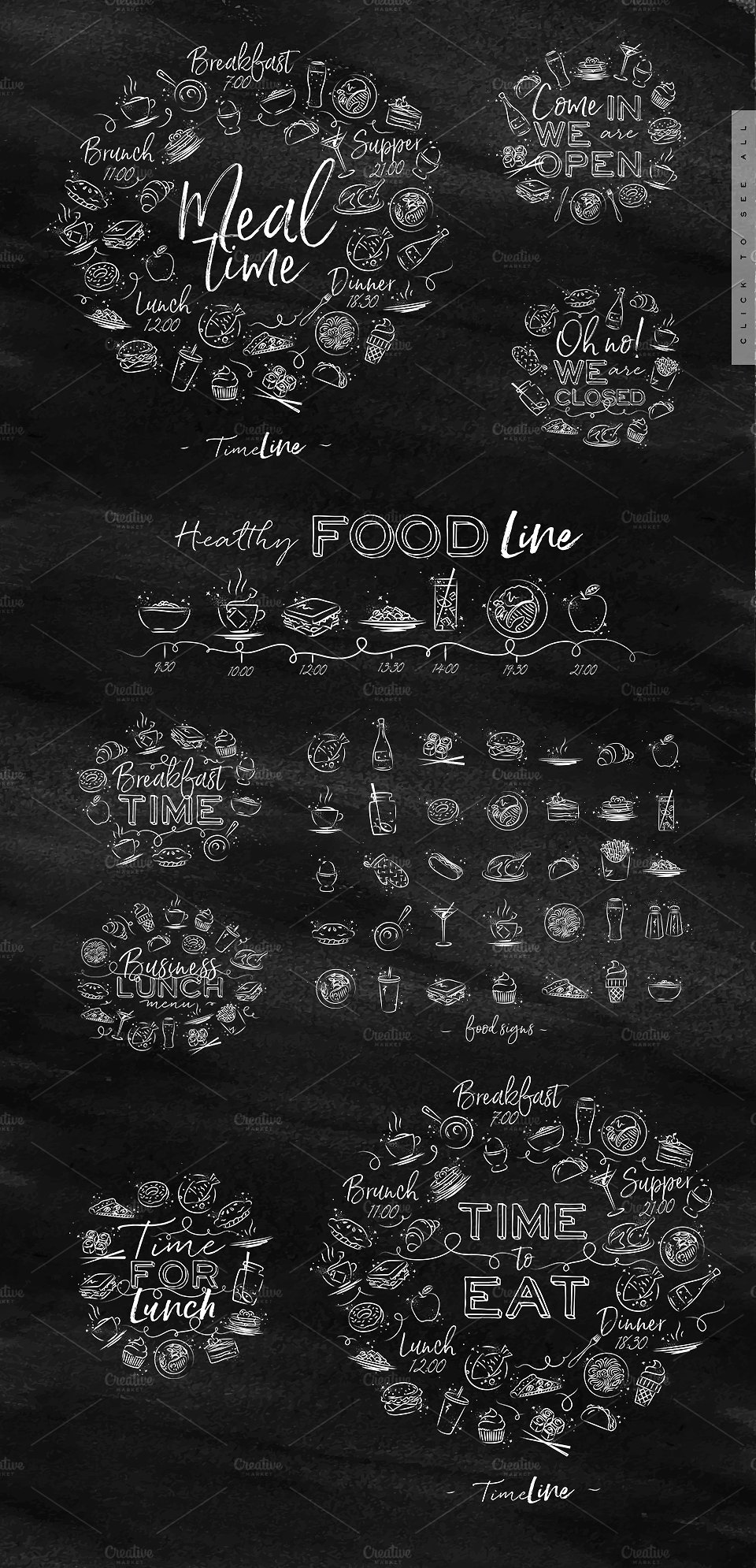 矢量手绘美食主题插图素材 Meal-time #211748