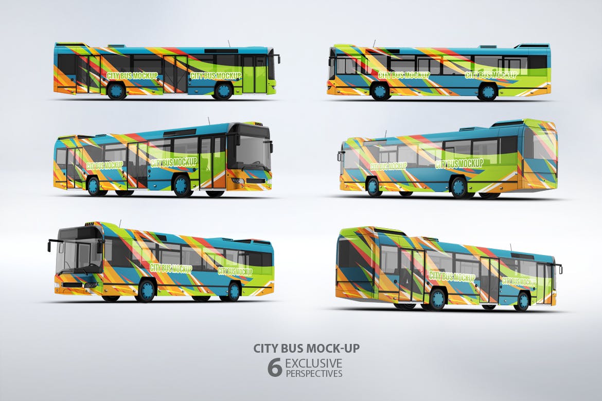 高品质高端城市公交车广告PSD模板 city-bus-moc