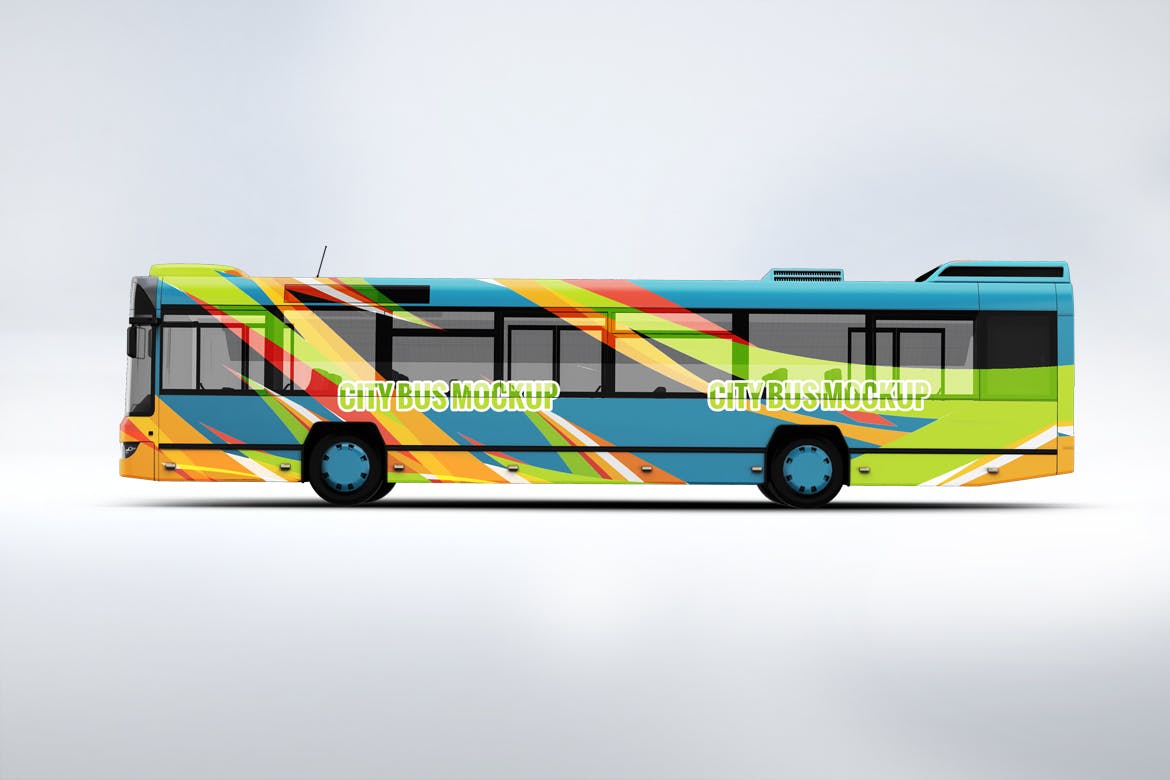 高品质高端城市公交车广告PSD模板 city-bus-moc
