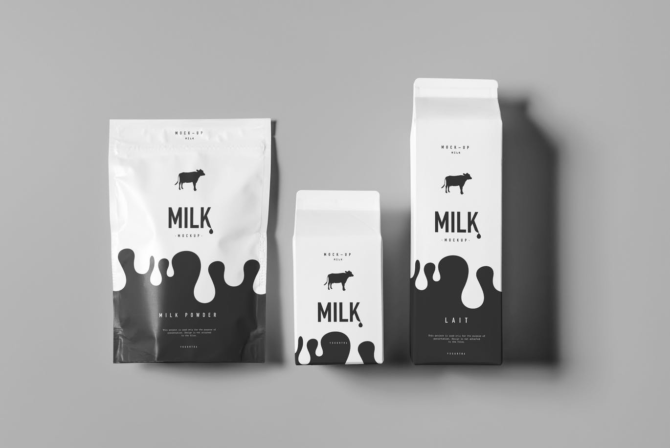 高品质高端牛奶盒牛奶瓶包装展示模型 milk-mock-up