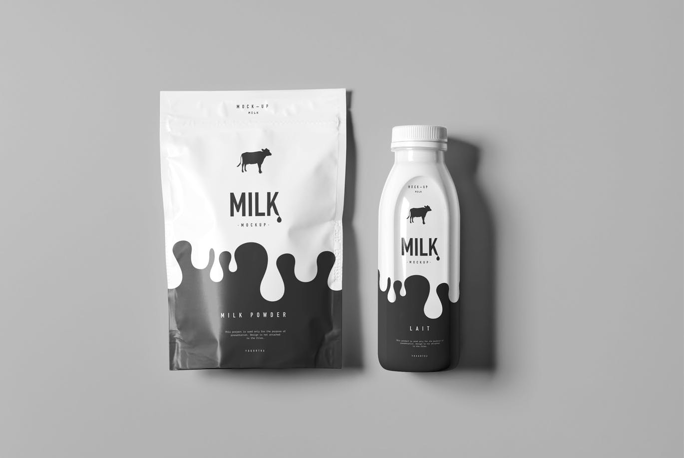 高品质高端牛奶盒牛奶瓶包装展示模型 milk-mock-up