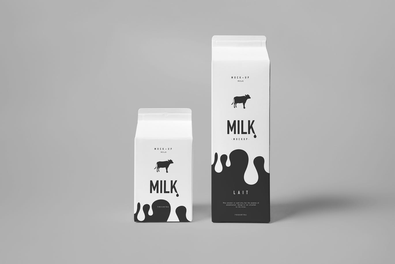 高品质高端牛奶盒牛奶瓶包装展示模型 milk-mock-up