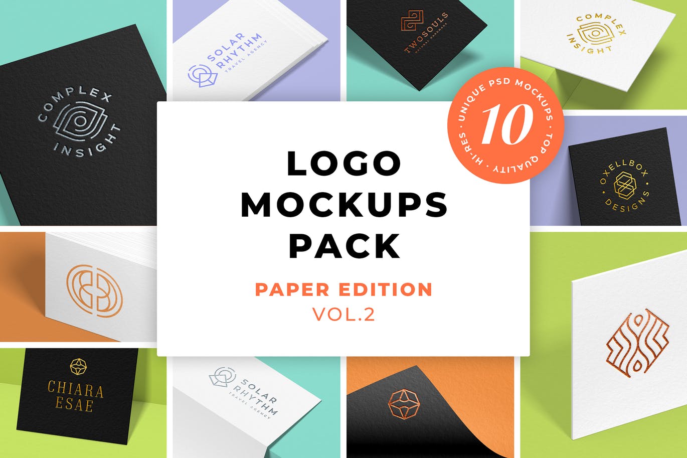 高品质高端纸质logo标志样机模板 logo-mockups