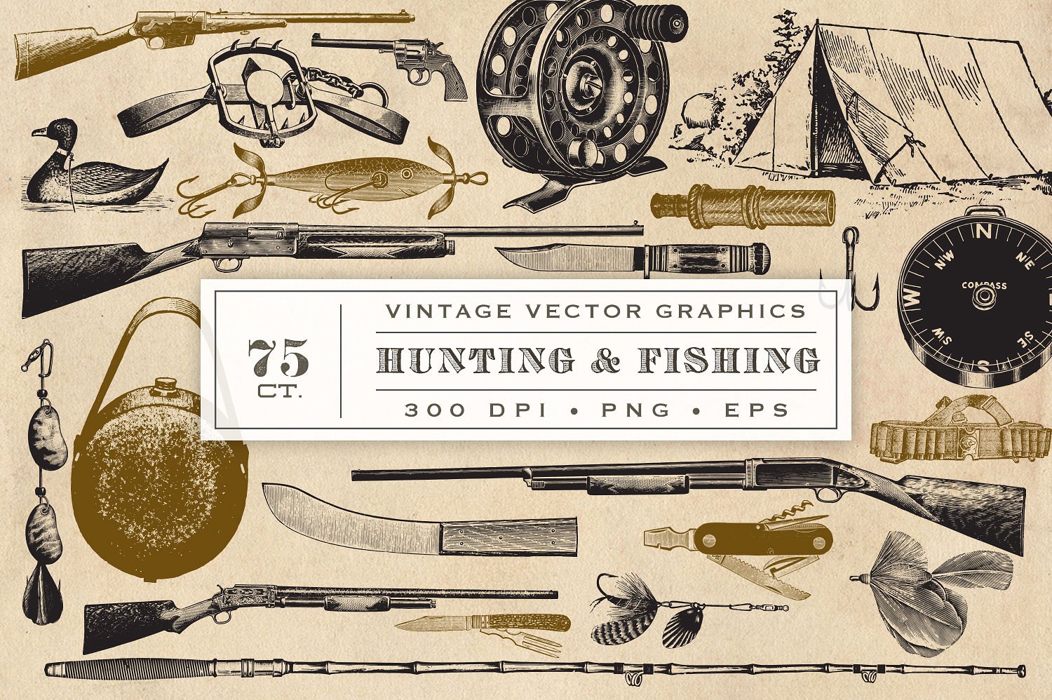 Hunting Fishing Vector Graphic