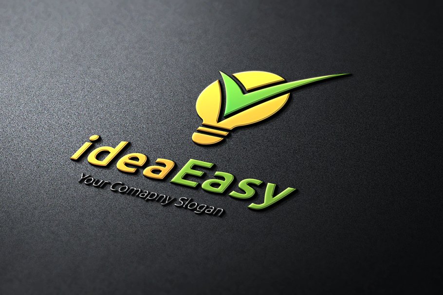 创意灵感主题灯泡形状标志Logo模板 Idea-Easy-L