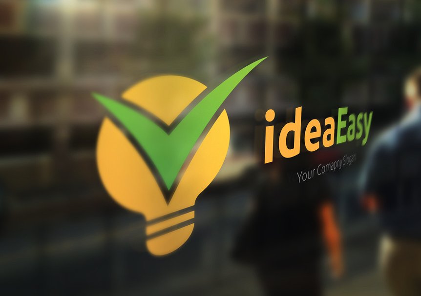 创意灵感主题灯泡形状标志Logo模板 Idea-Easy-L