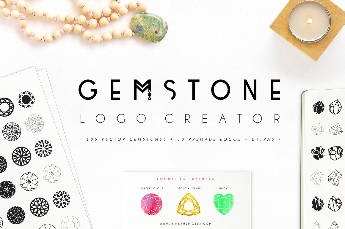 宝石图案标志Logo设计素材包 Gemstone-Logo-