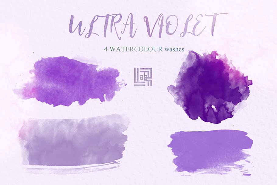 手绘水彩紫丁香花卉装饰素材 Ultra-violet-wat