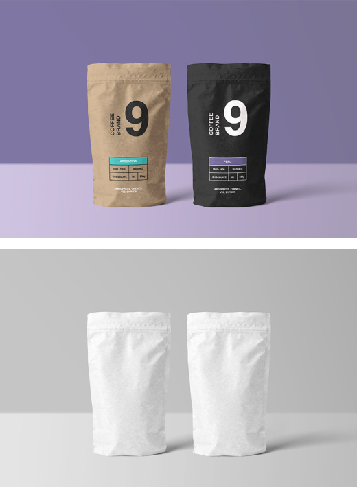 咖啡纸袋包装贴图展示模版 Paper Coffee Bag