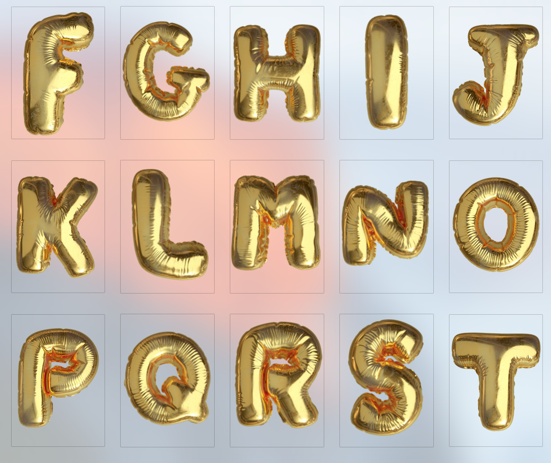 节日气氛字母数字气球金色免抠png元素