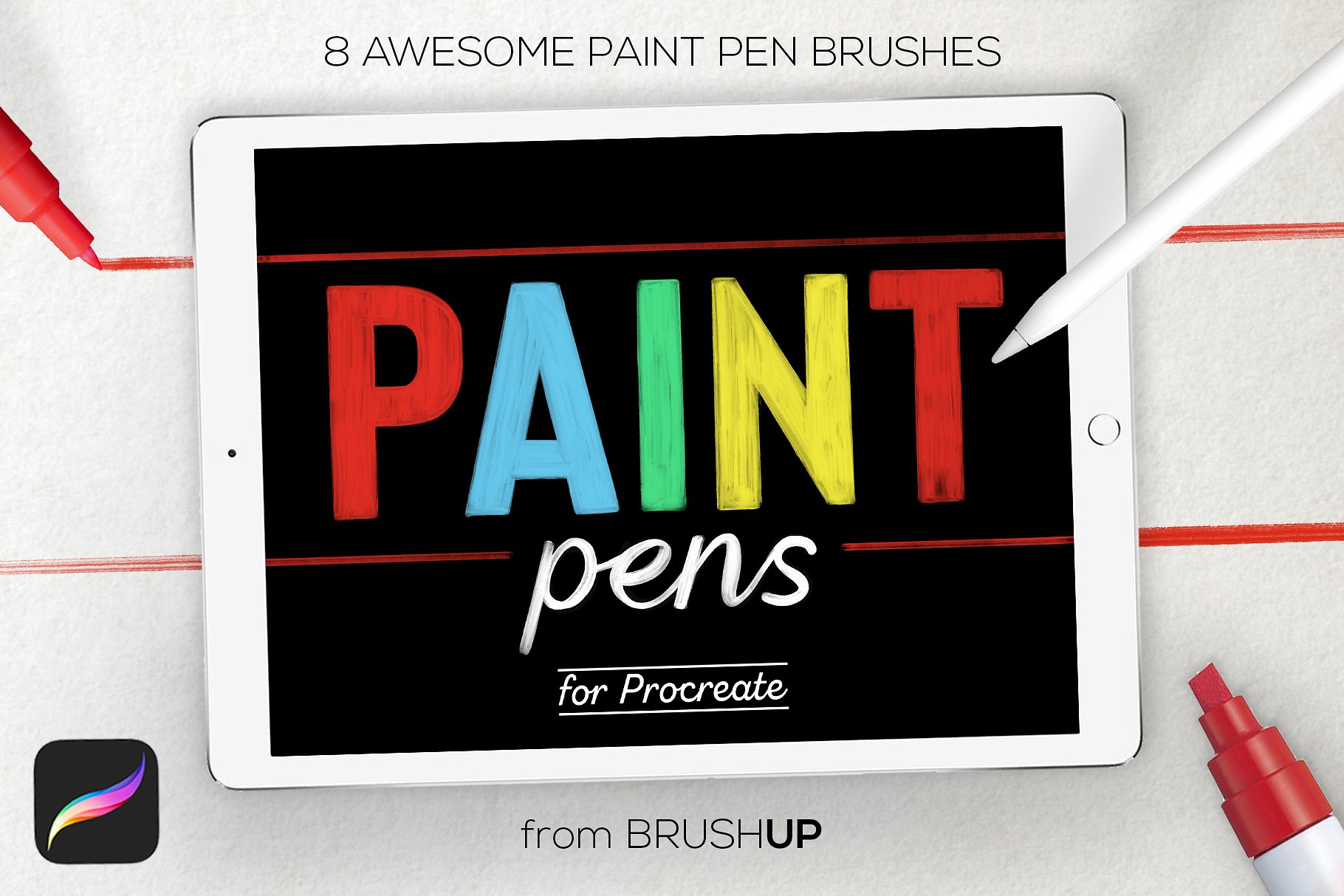 8套模拟真实的油漆笔刷 Paint Pens for Pro
