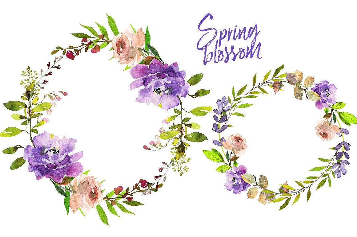 “春暖花开”水彩手绘清新浪漫的春季花卉插画 Spring B