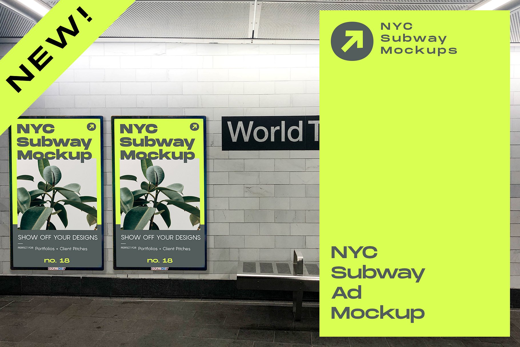 地铁站广告牌场景贴图样机模版 NYC Subway Ad M