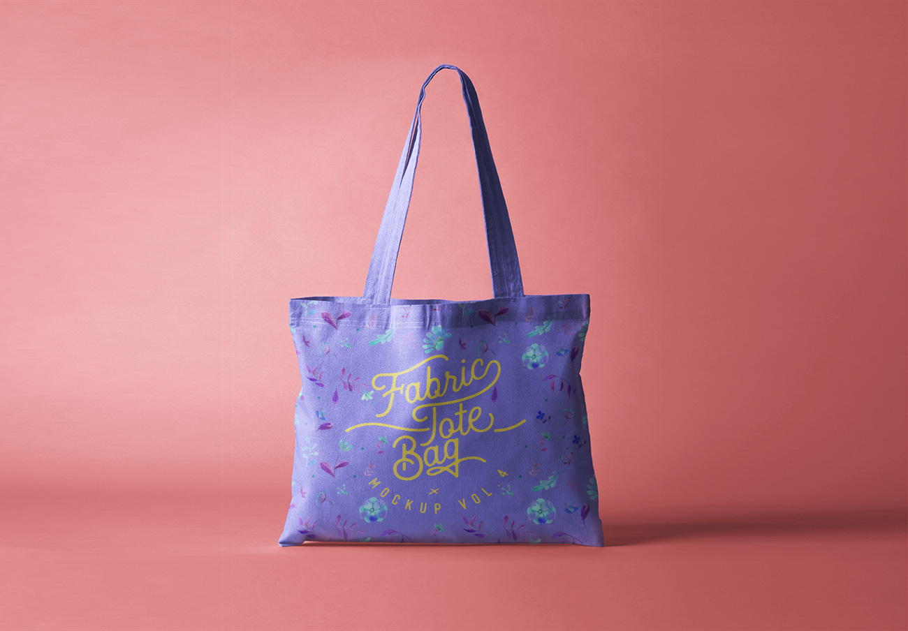 手提袋购物袋环保袋贴图样机PSD模版 Tote Bag Fa