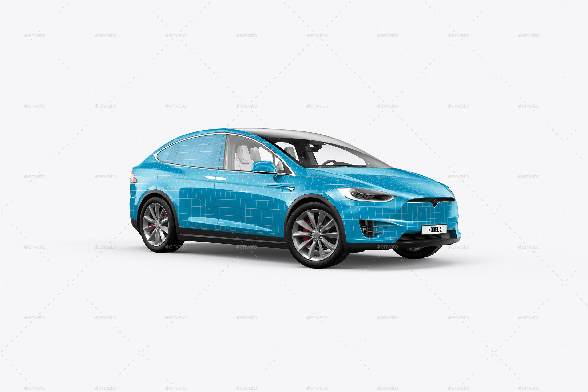 特斯拉汽车多角度场景展示样机贴图PSD模版 Tesla Mo