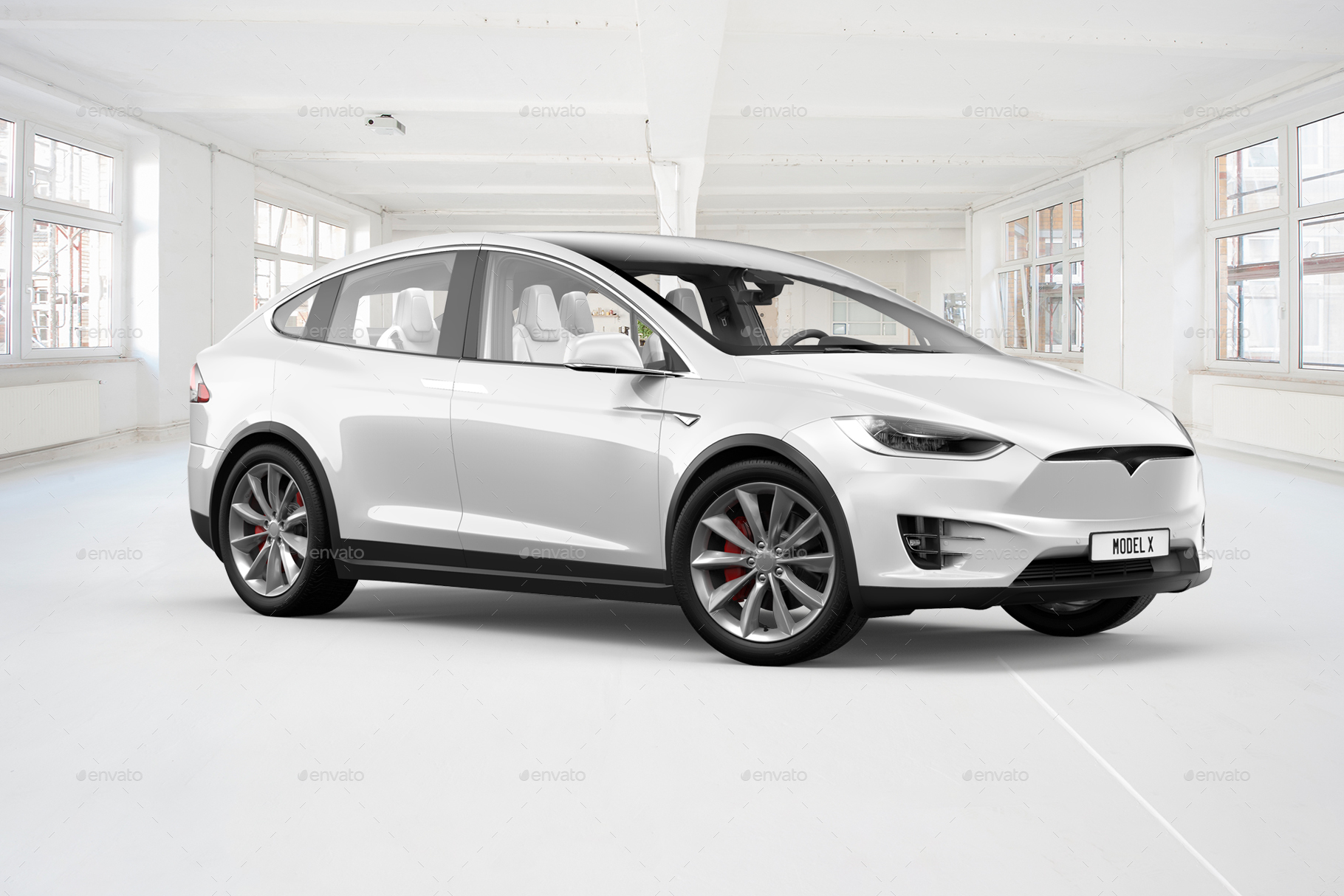 特斯拉汽车多角度场景展示样机贴图PSD模版 Tesla Mo