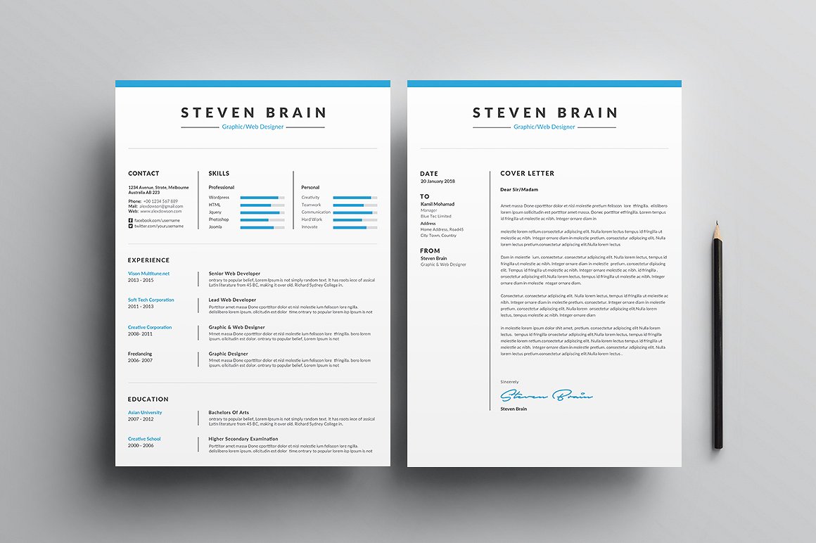 优雅简约的商务简历名片多格式通用模板素材 Resume/CV