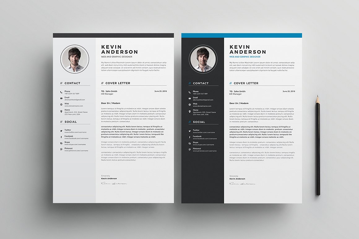 高端设计师视觉工作者简历求职信模版 Resume/CV -