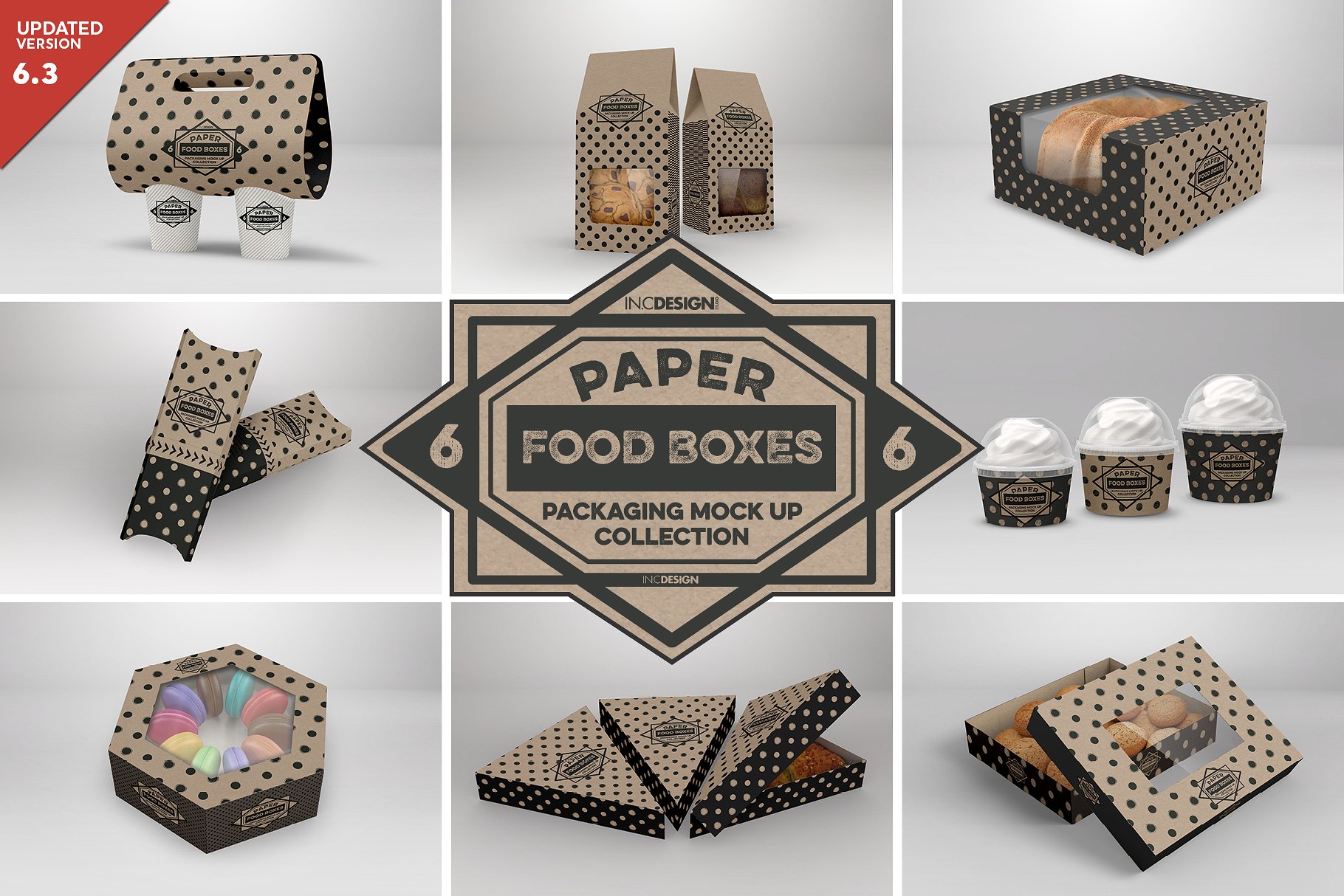 快餐店食物纸盒纸袋包装设计样机合集包 VOL.6: Food