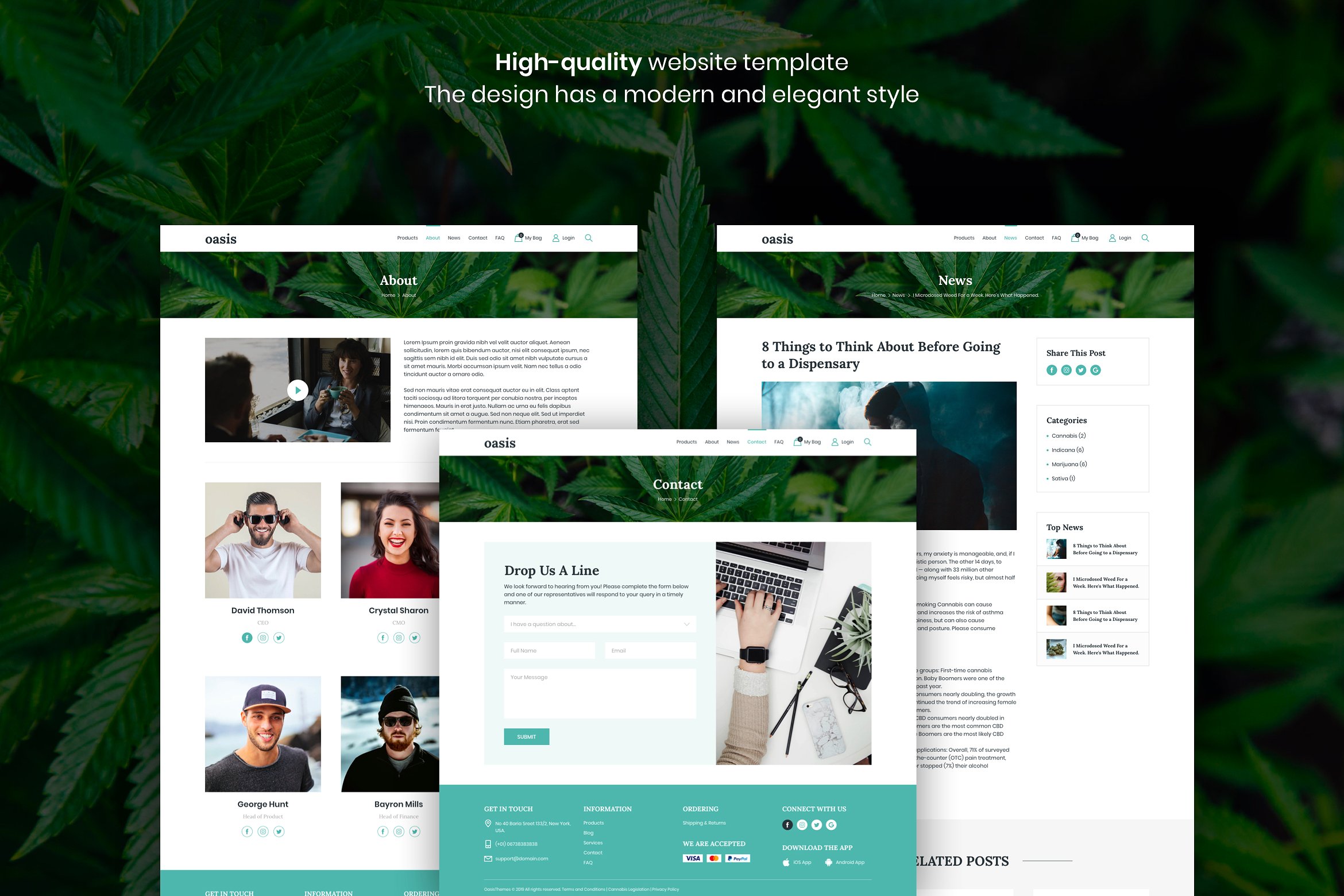 绿色产品电商网站设计Sketch模板 Marijuana e