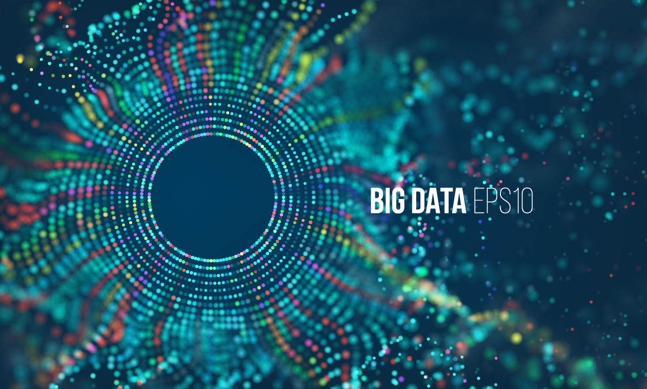 大数据流排序流程未来科技信息图表 彩色粒子波 Big dat