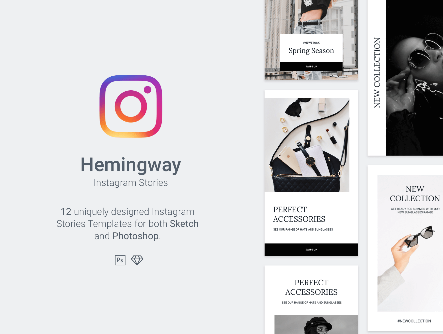 12个独特设计的Ins模板 Hemingway Instag