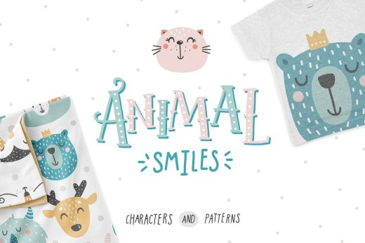 可爱动物宝宝笑脸剪贴画图案素材合集包 Animal smil