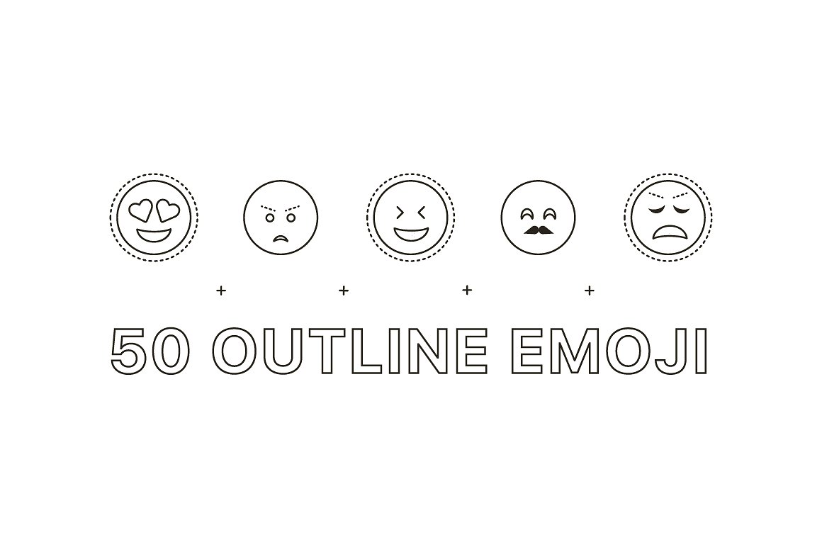 150款线稿表情符号图标合集包 Line emoji #15