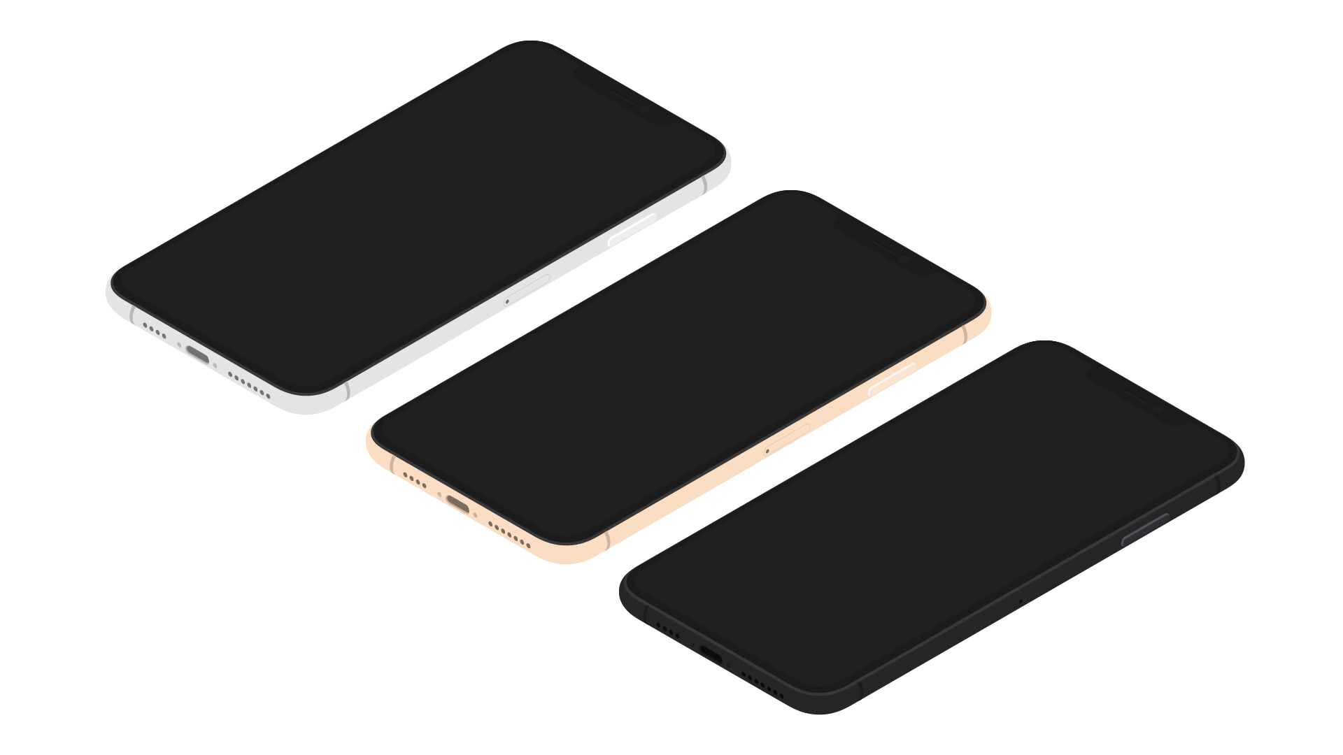 扁平苹果手机Xs Max样机贴图展示PSD模板 Flat P