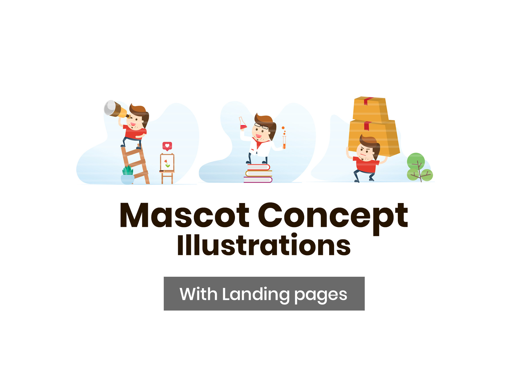 7个概念Web网站形象矢量插图 Mascot Concept