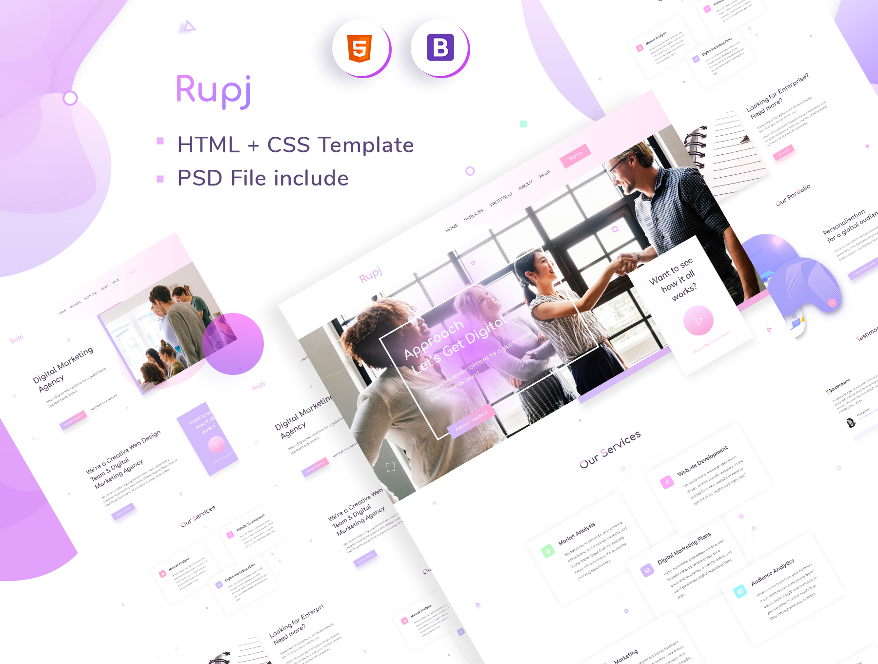创意数字营销机构HTML模板 Rupj - Creative