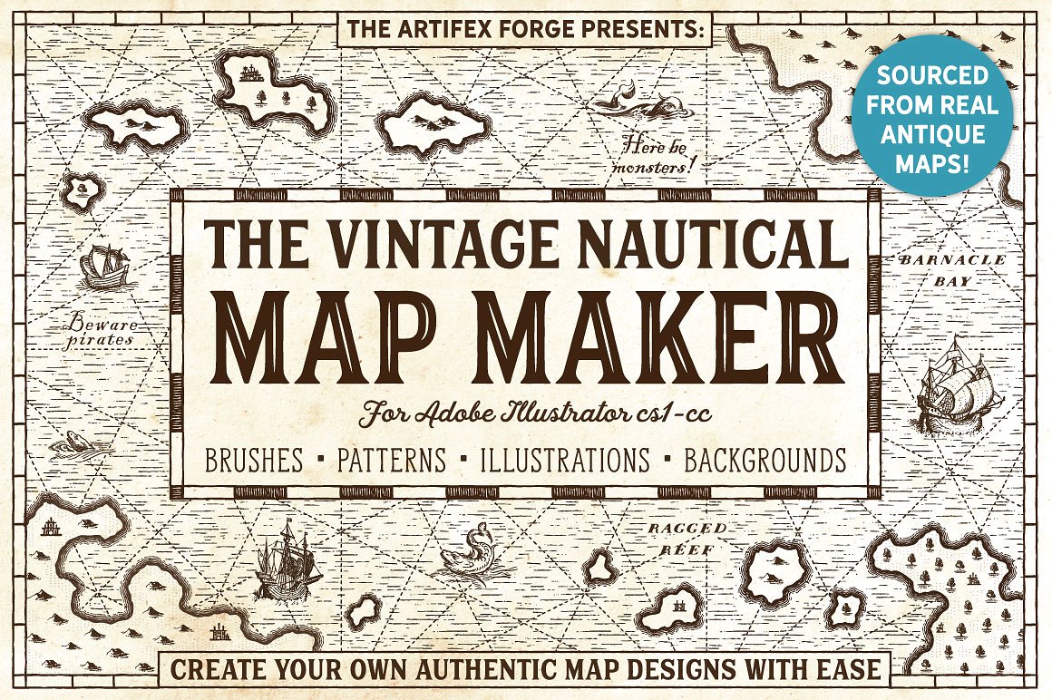 复古航海地图设计工具包 The Vintage Nautic