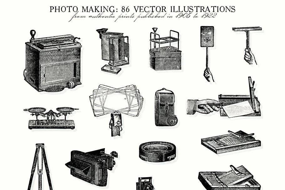 华丽的老式相机摄影相关矢量插图打包下载Photo Makin