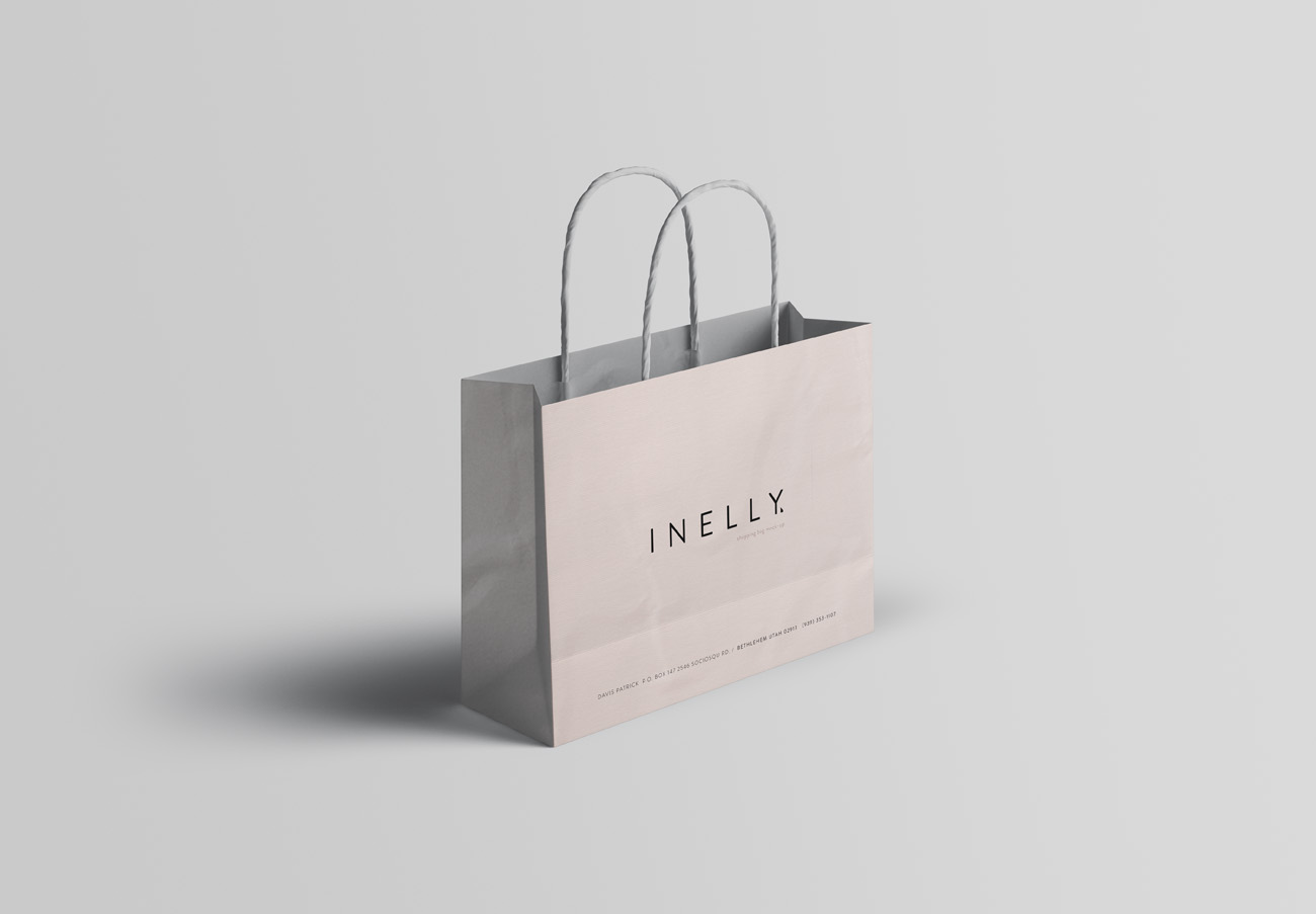 纸袋购物袋包装品牌贴图样机模板 Shopping Bag (