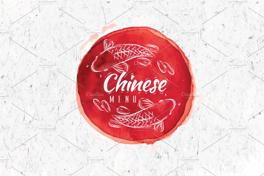 中国传统食物标志插图合集 Chinese food sign
