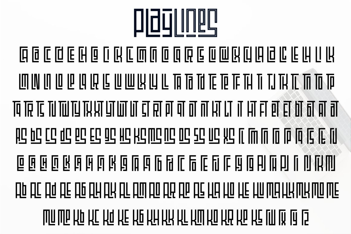 独特现代几何正方形装饰英文字体 Playlines Type
